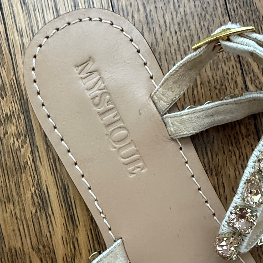 Mystique Boutique Nude Beaded Women's Sandals - Picture 2 of 3